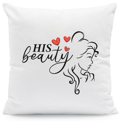 Bedrucktes Kissen mit Spruch Beauty & Beast im Set