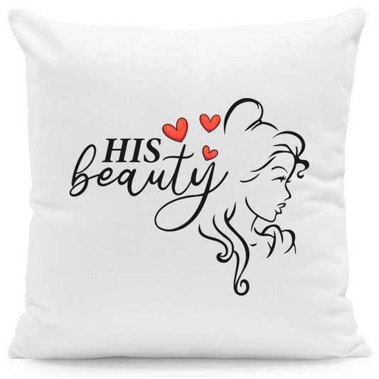 Bedrucktes Kissen mit Spruch Beauty & Beast im Set