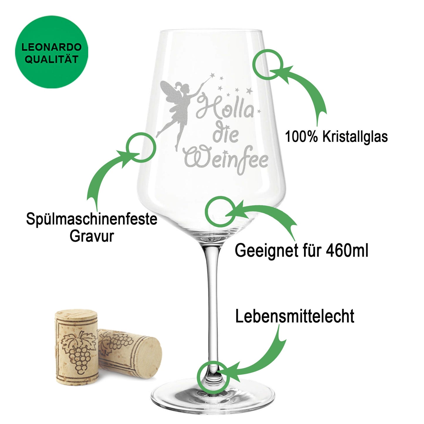 Leonardo Weinglas mit Gravur "Holla die Weinfee"