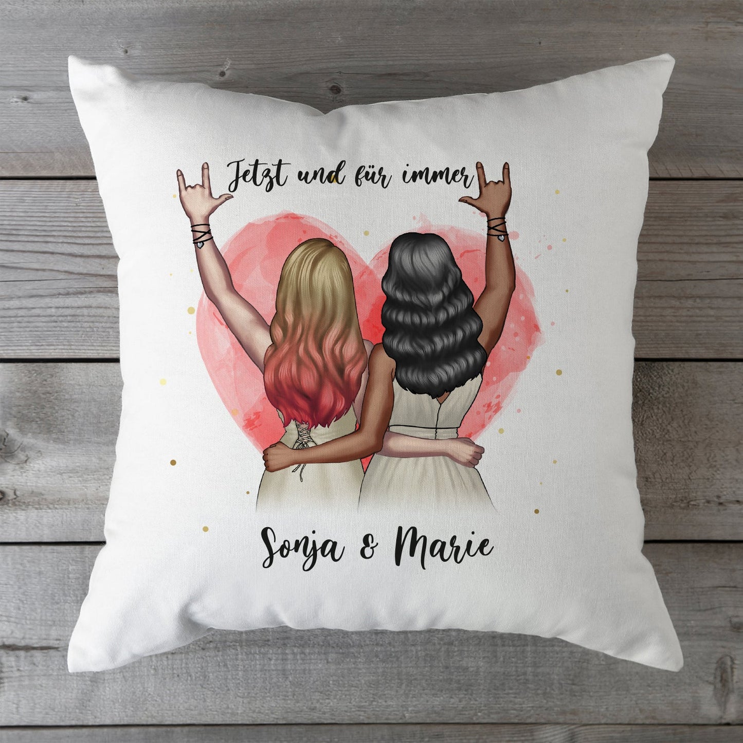 Bedrucktes Kissen mit Konfiguration im Beste Freundin Design