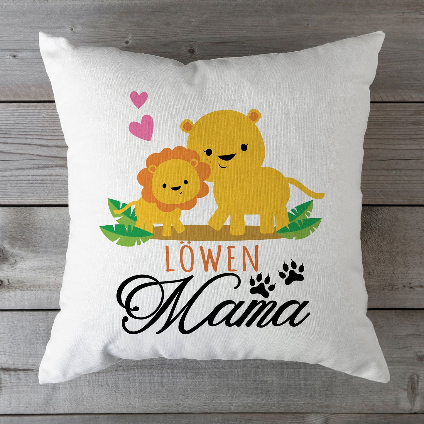 Bedrucktes Kissen mit Spruch Löwen Mama
