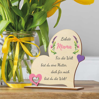 Herz Holzaufsteller "Liebste Mama" zum Muttertag