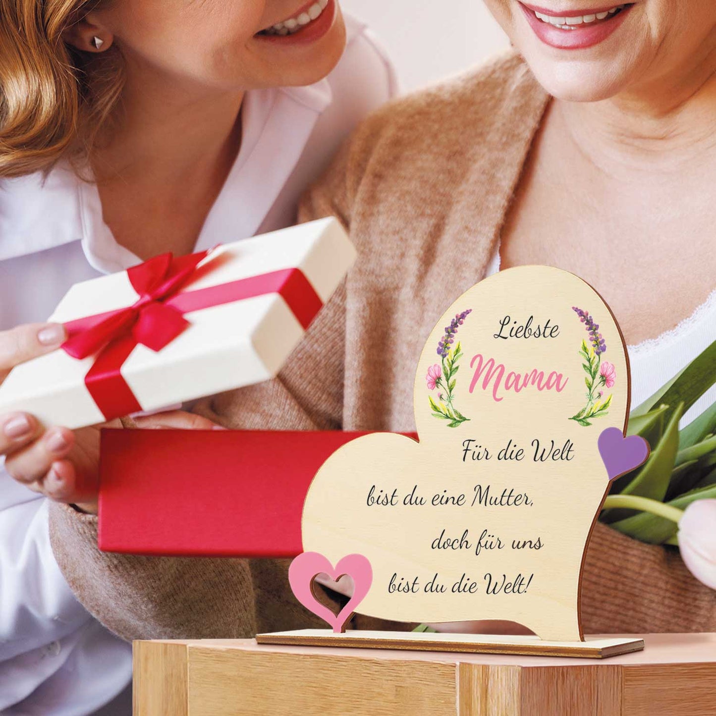 Herz Holzaufsteller "Liebste Mama" zum Muttertag