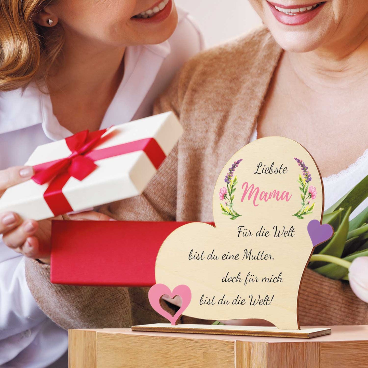 Herz Holzaufsteller "Liebste Mama" zum Muttertag