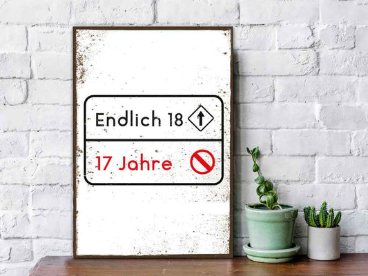 Holzschild Endlich 18 Jahre