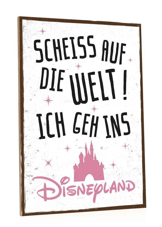 Holzschild mit Spruch - Ich geh ins Disneyland
