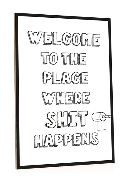 Holzschild mit Spruch Shit Happens