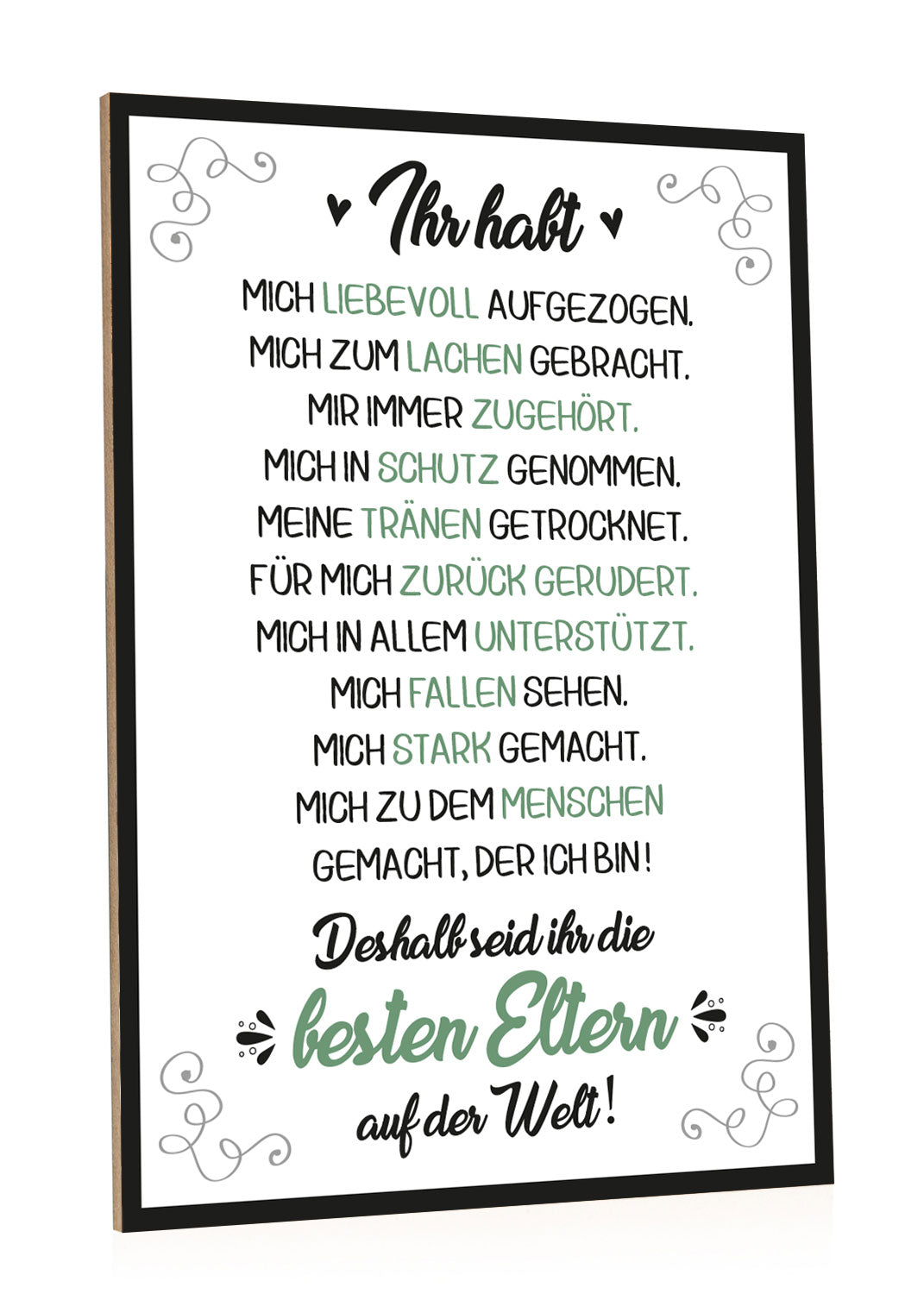 Holzschild mit Spruch Beste Eltern der Welt