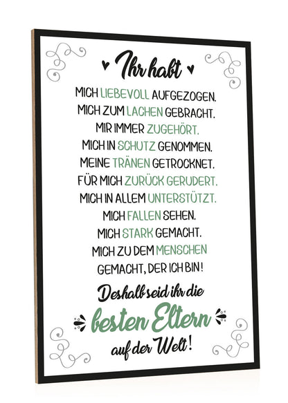 Holzschild mit Spruch Beste Eltern der Welt