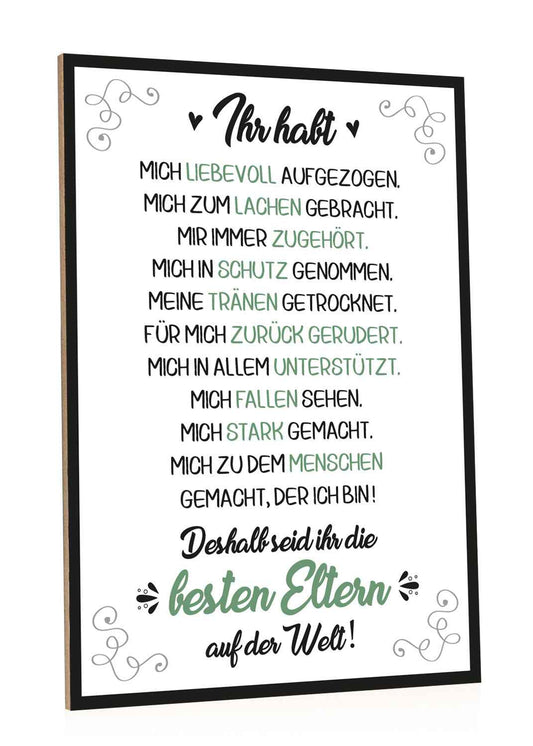Holzschild mit Spruch Beste Eltern der Welt
