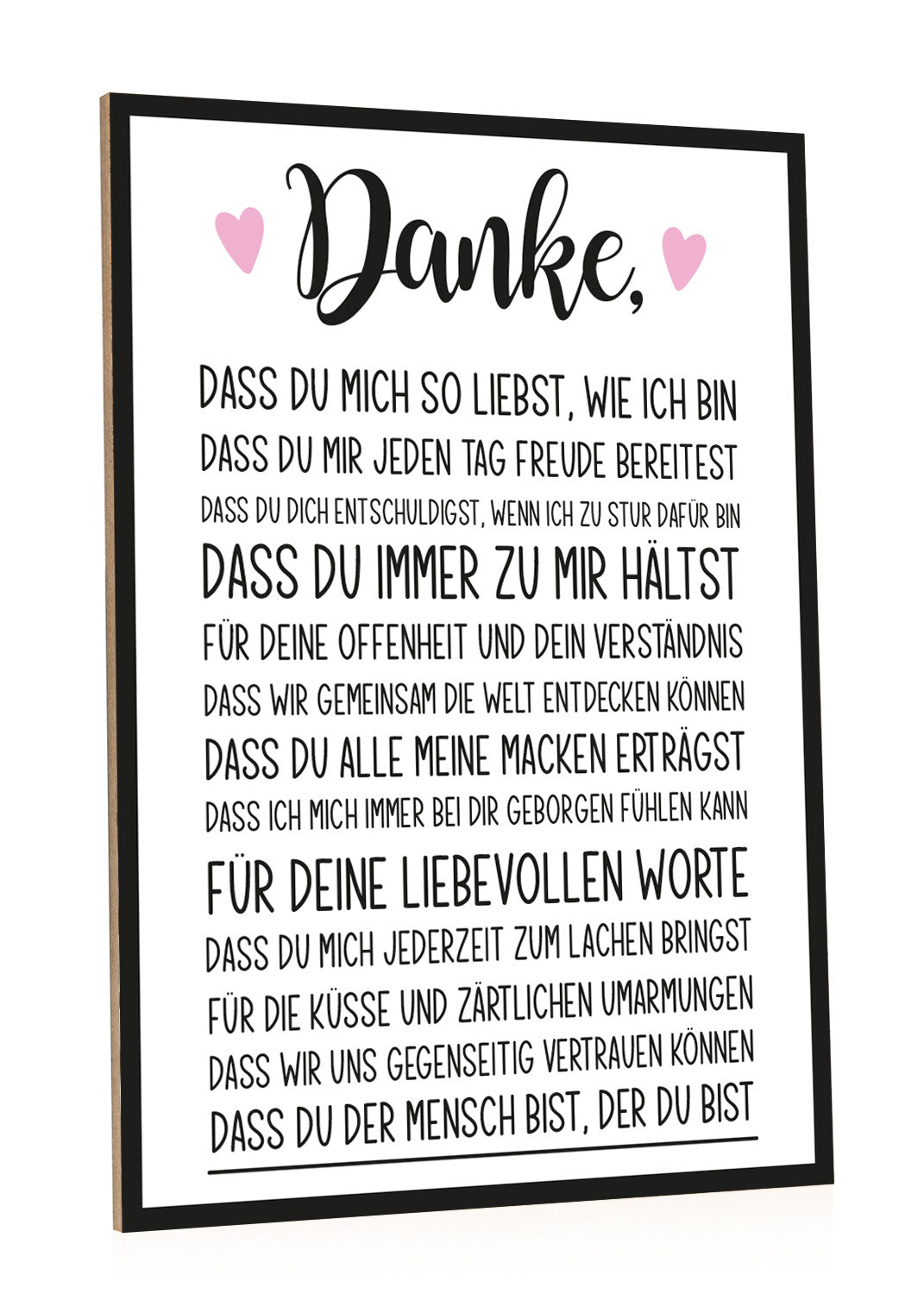 Holzschild mit Spruch Danke