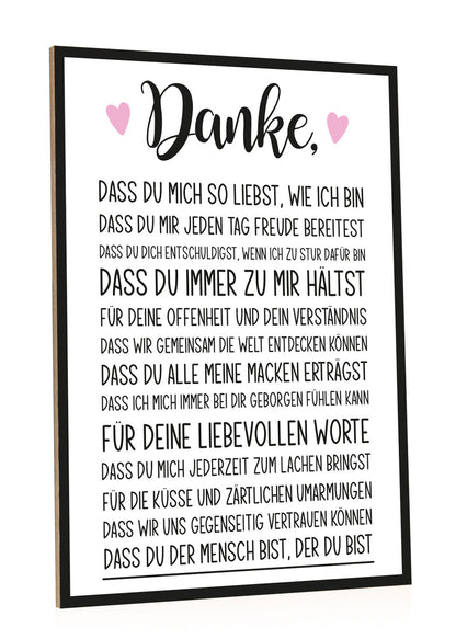 Holzschild mit Spruch Danke
