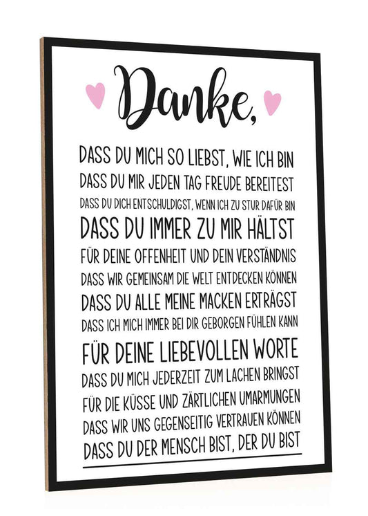 Holzschild mit Spruch Danke