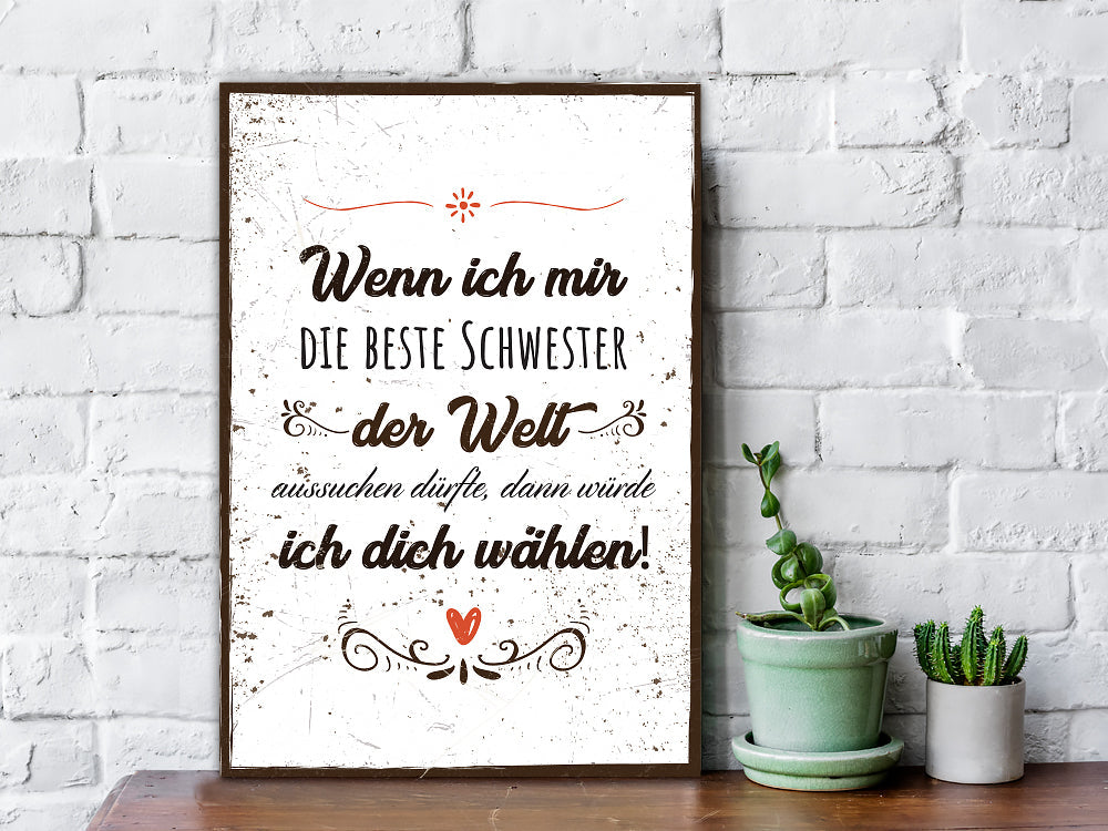 Holzschild Beste Schwester der Welt