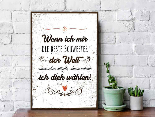 Holzschild Beste Schwester der Welt