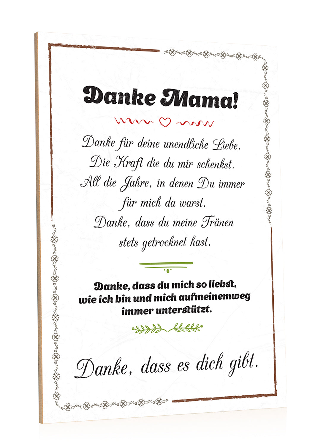 Holzschild Danke Mama dass es Dich gibt
