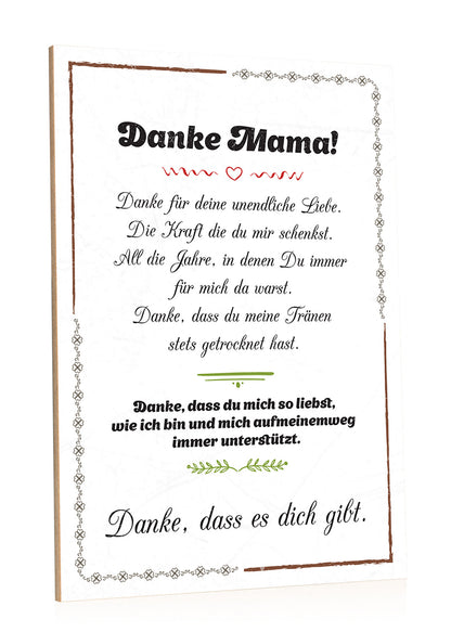 Holzschild Danke Mama dass es Dich gibt
