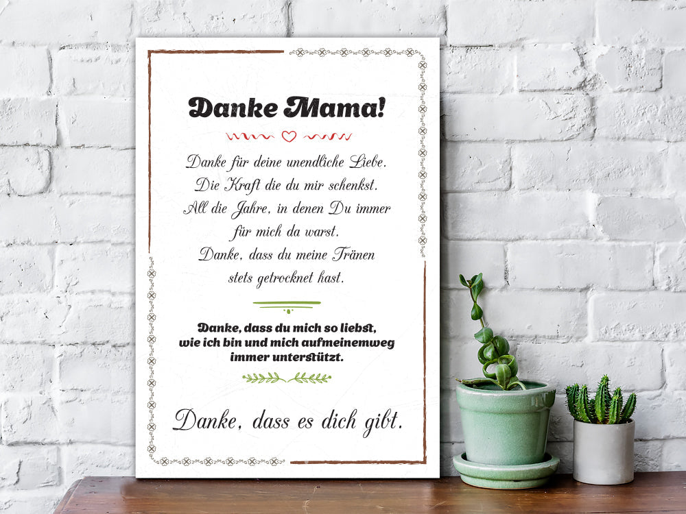 Holzschild Danke Mama dass es Dich gibt