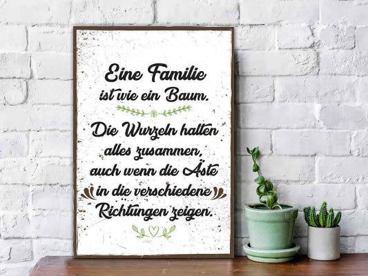 Holzschild Familie ist wie ein Baum