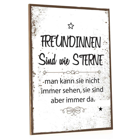 Holzschild Freundinnen sind wie Sterne