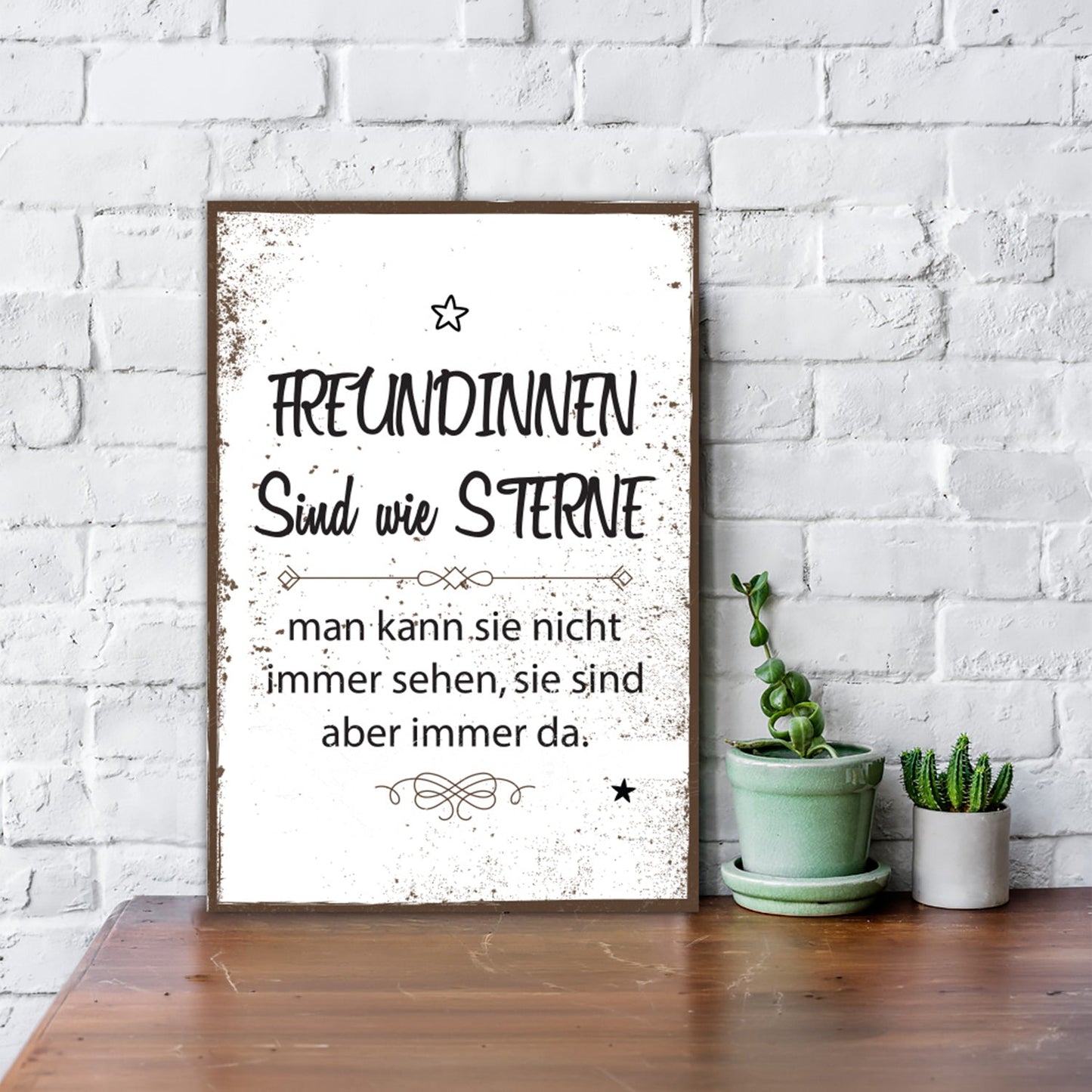 Holzschild Freundinnen sind wie Sterne