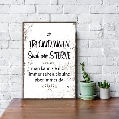 Holzschild Freundinnen sind wie Sterne