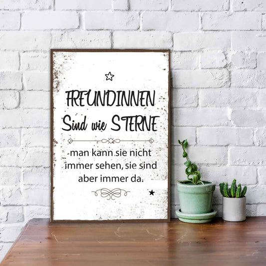 Holzschild Freundinnen sind wie Sterne