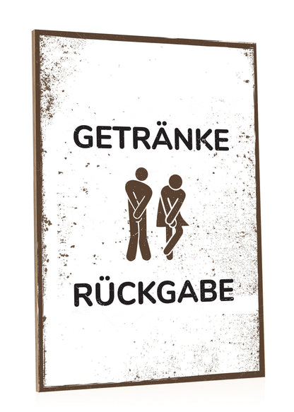 Holzschild Getränke Rückgabe