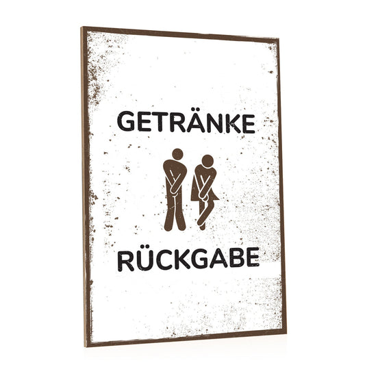 Holzschild Getränke Rückgabe