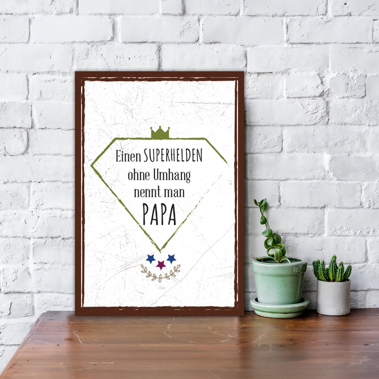Holzschild Superhelden ohne Umhang nennt man Papa