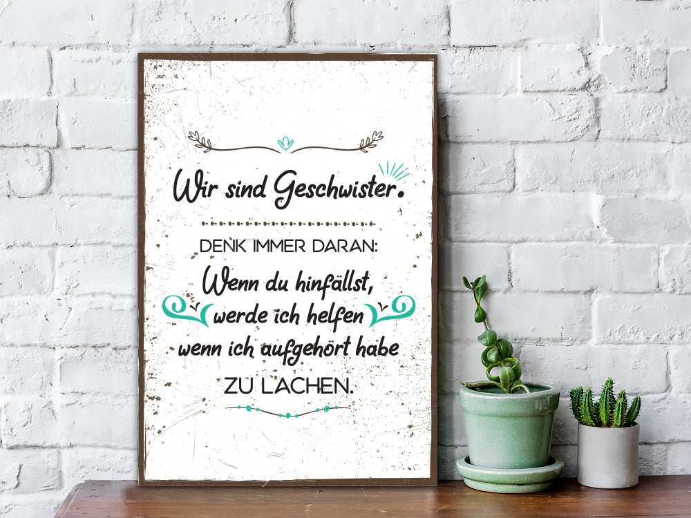 Holzschild Wir sind Geschwister