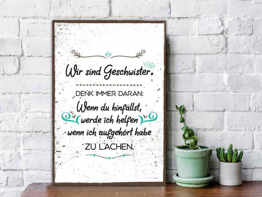 Holzschild Wir sind Geschwister