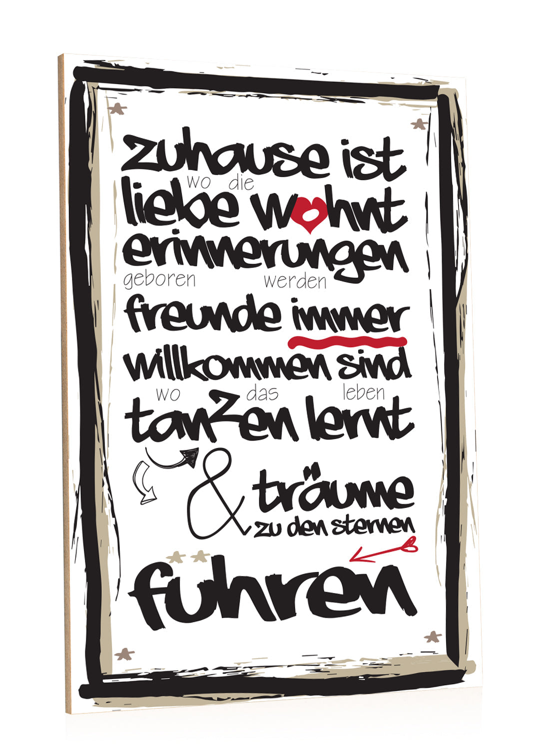 Holzschild Zuhause ist wo die Liebe wohnt 2.0