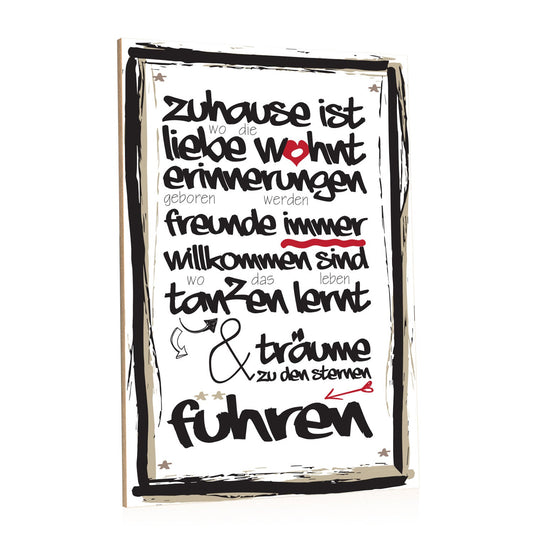 Holzschild Zuhause ist wo die Liebe wohnt 2.0