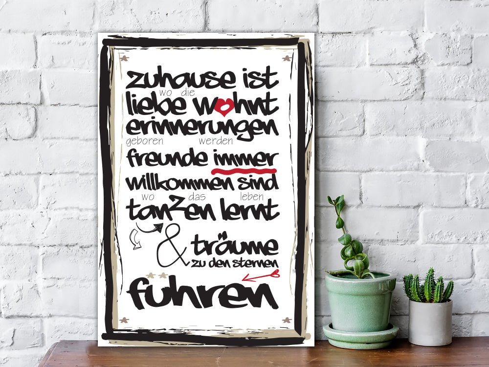 Holzschild Zuhause ist wo die Liebe wohnt 2.0