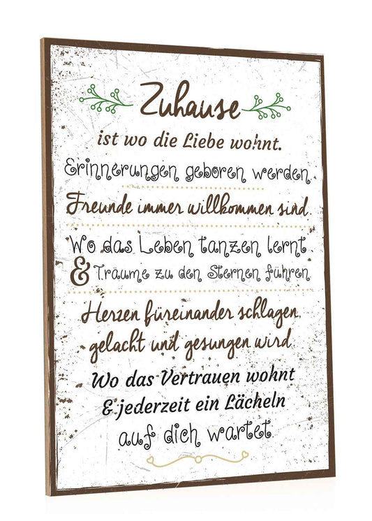 Holzschild Zuhause ist wo die Liebe wohnt