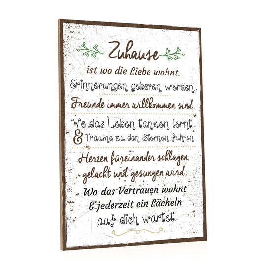 Holzschild Zuhause ist wo die Liebe wohnt