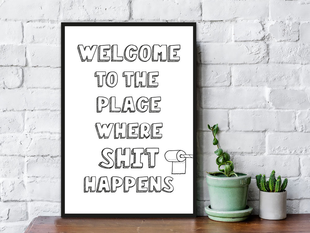 Holzschild mit Spruch Shit Happens