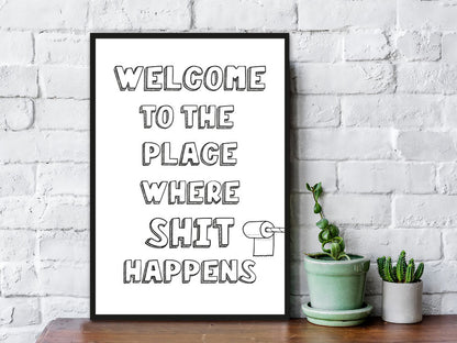 Holzschild mit Spruch Shit Happens