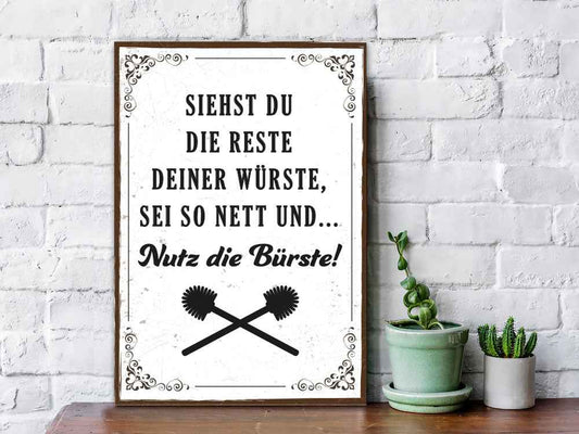 Holzschild mit Spruch - Nutz die Bürste
