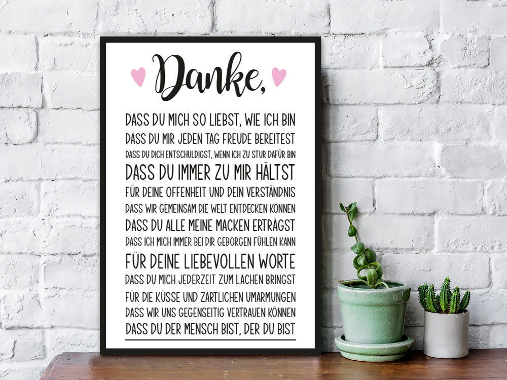 Holzschild mit Spruch Danke