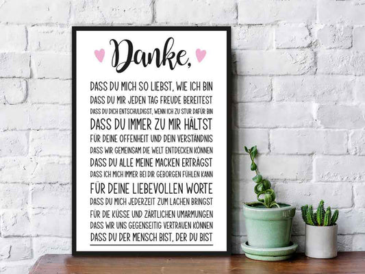 Holzschild mit Spruch Danke