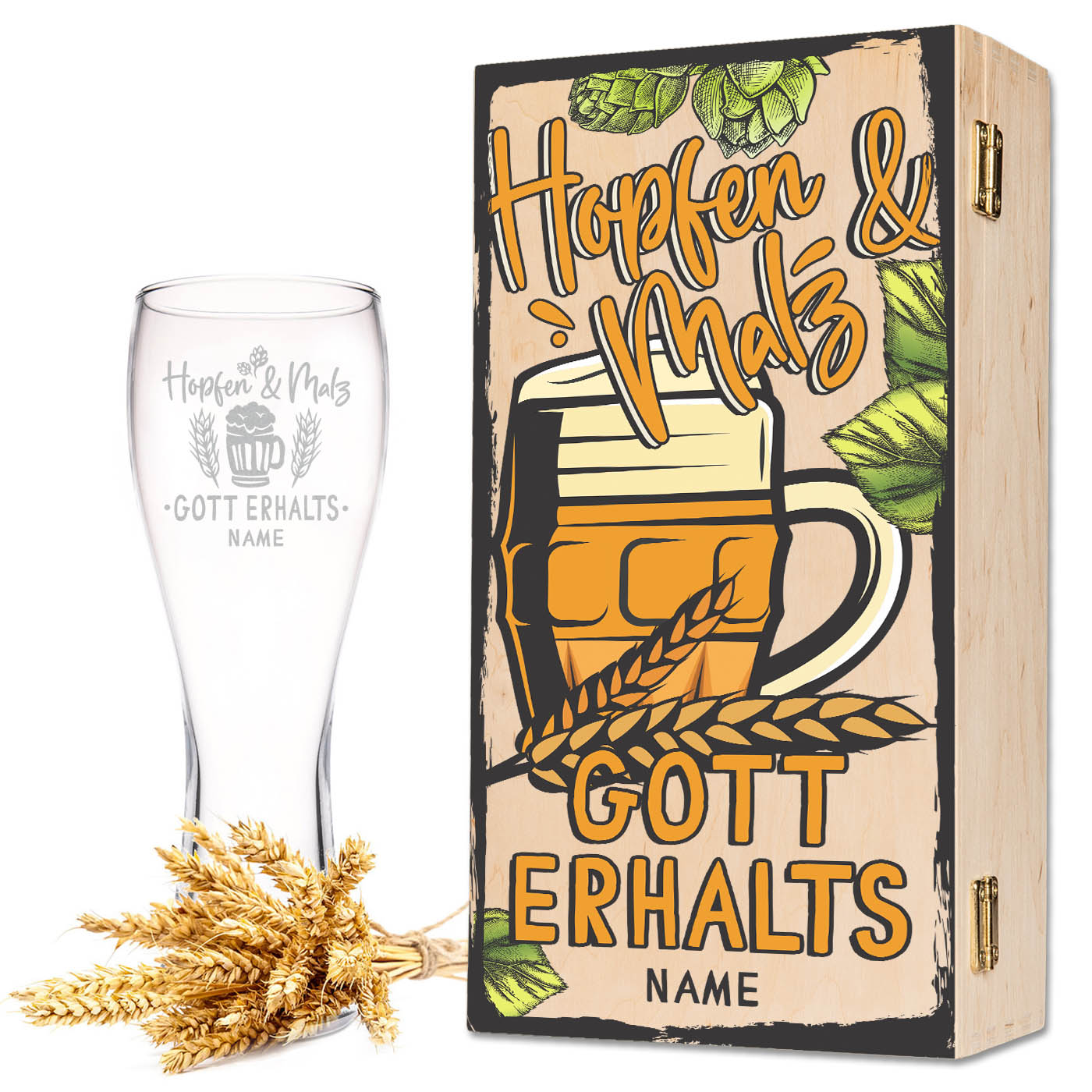 Leonardo Weizenglas "Hopfen und Malz Gott erhalts" mit Namen