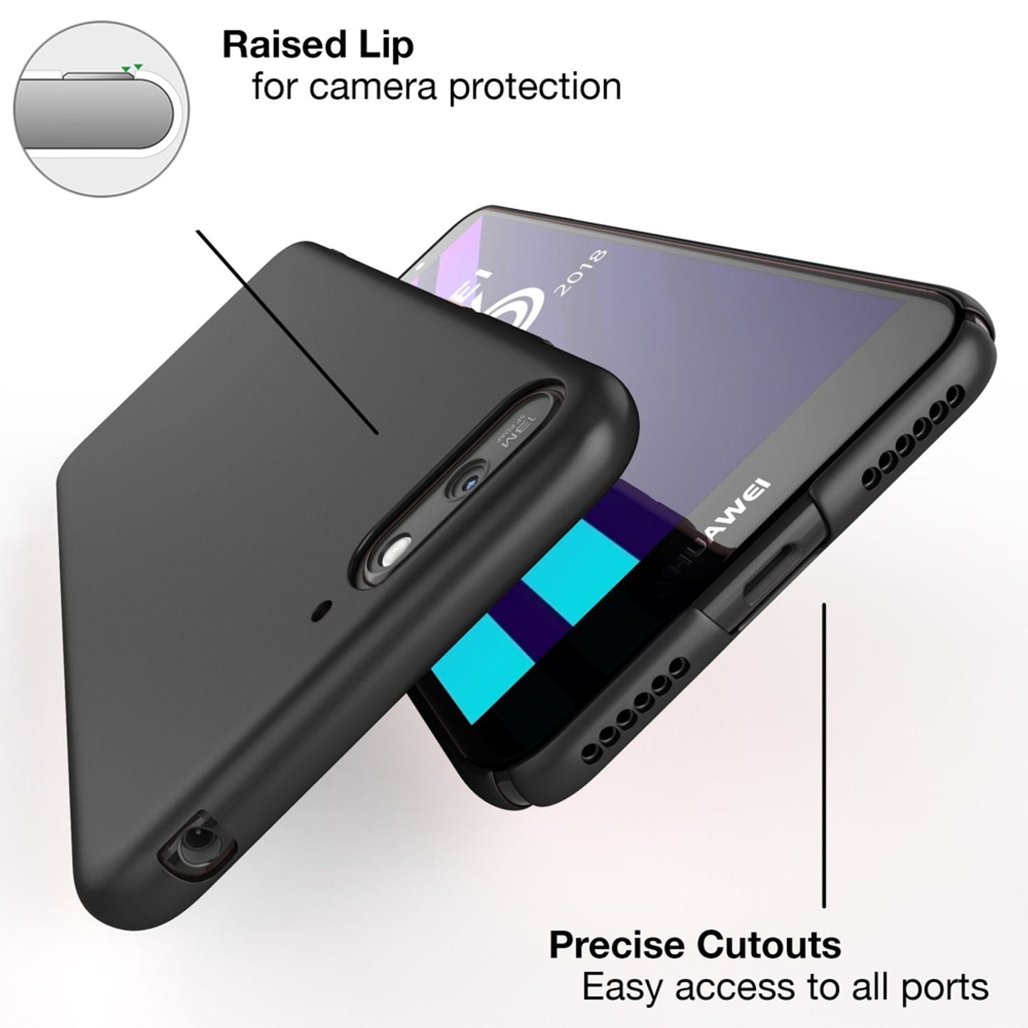 NALIA Ultra Slim Hardcase für Huawei Y6 (2018) – Anti-Fingerabdruck & 0.5mm Dünn – PUREFIT (Matt & Leicht) – Marke aus Berlin