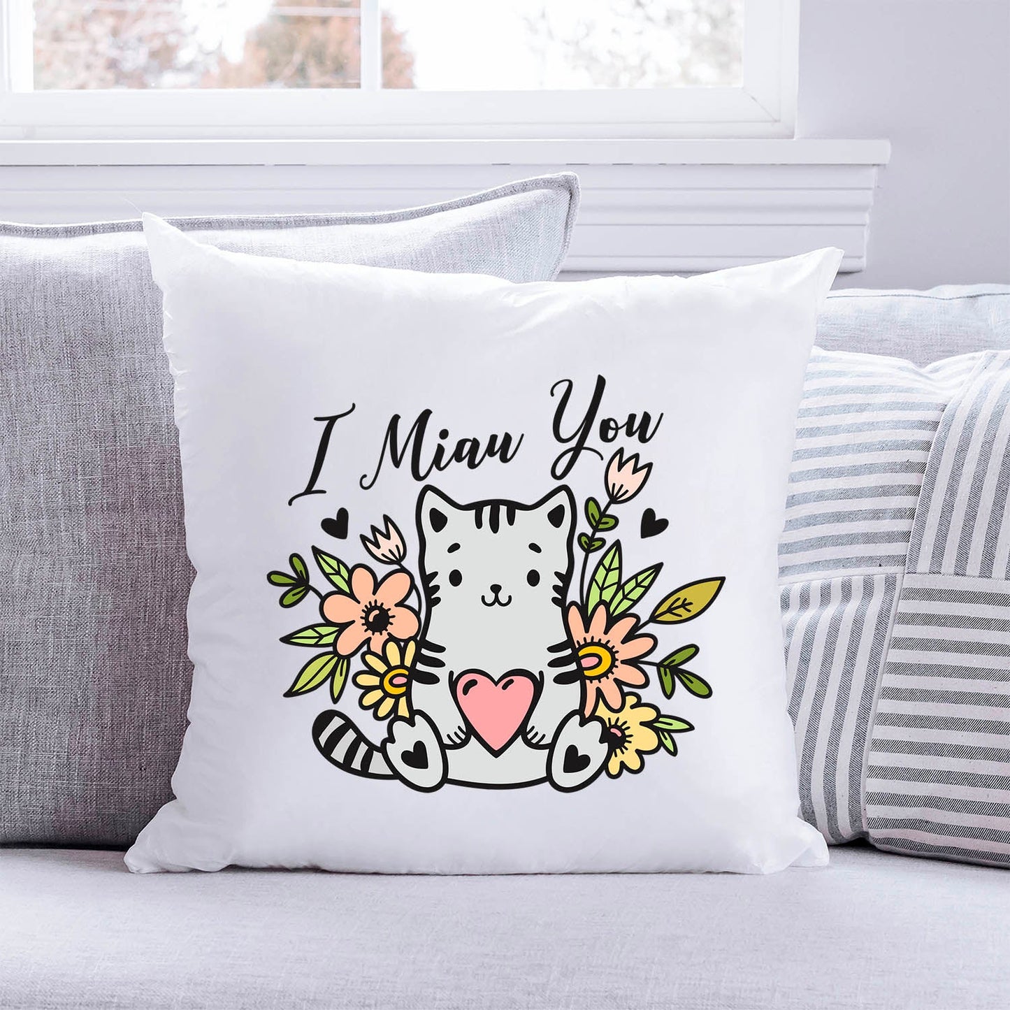 Bedrucktes Kissen mit Spruch I Miau You