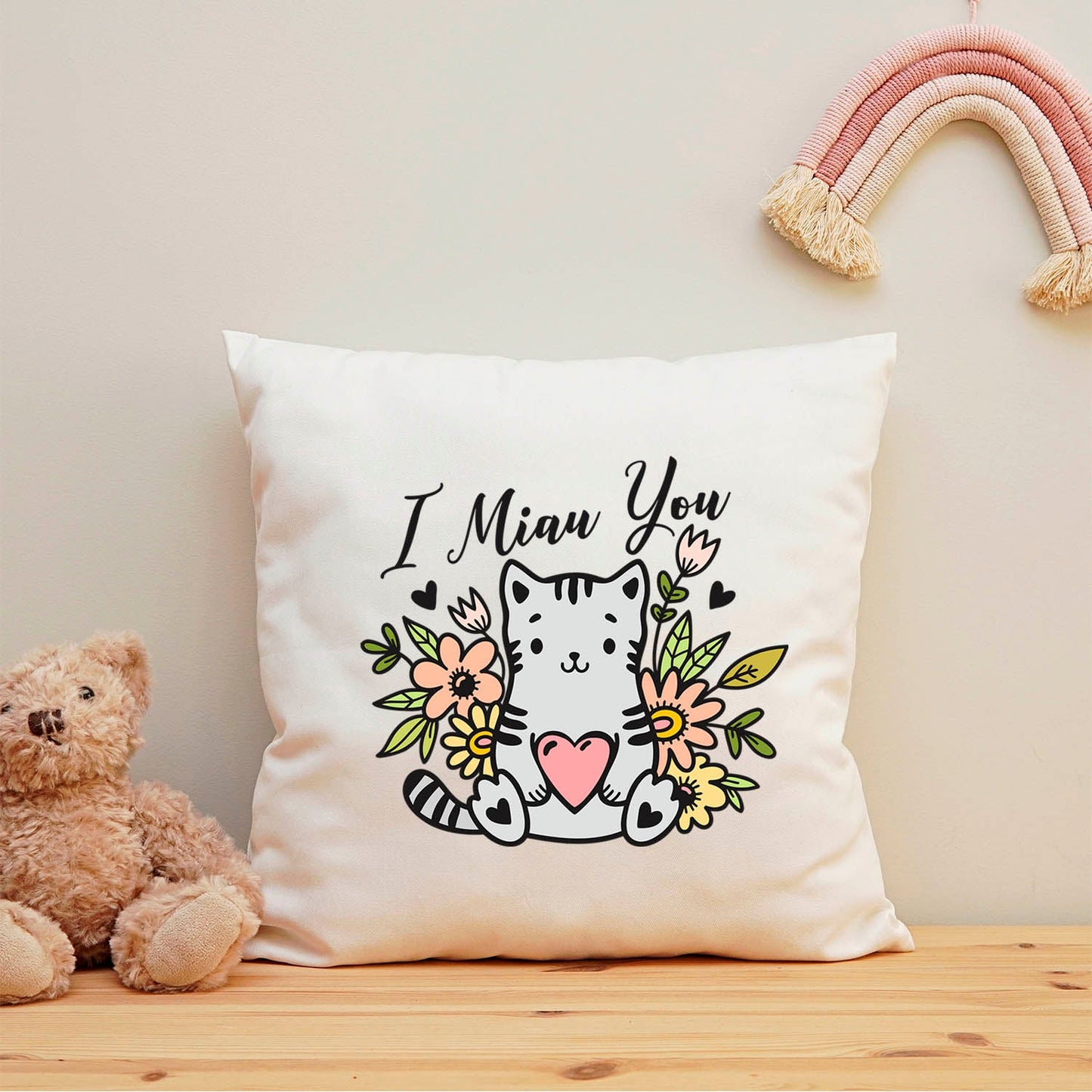 Bedrucktes Kissen mit Spruch I Miau You