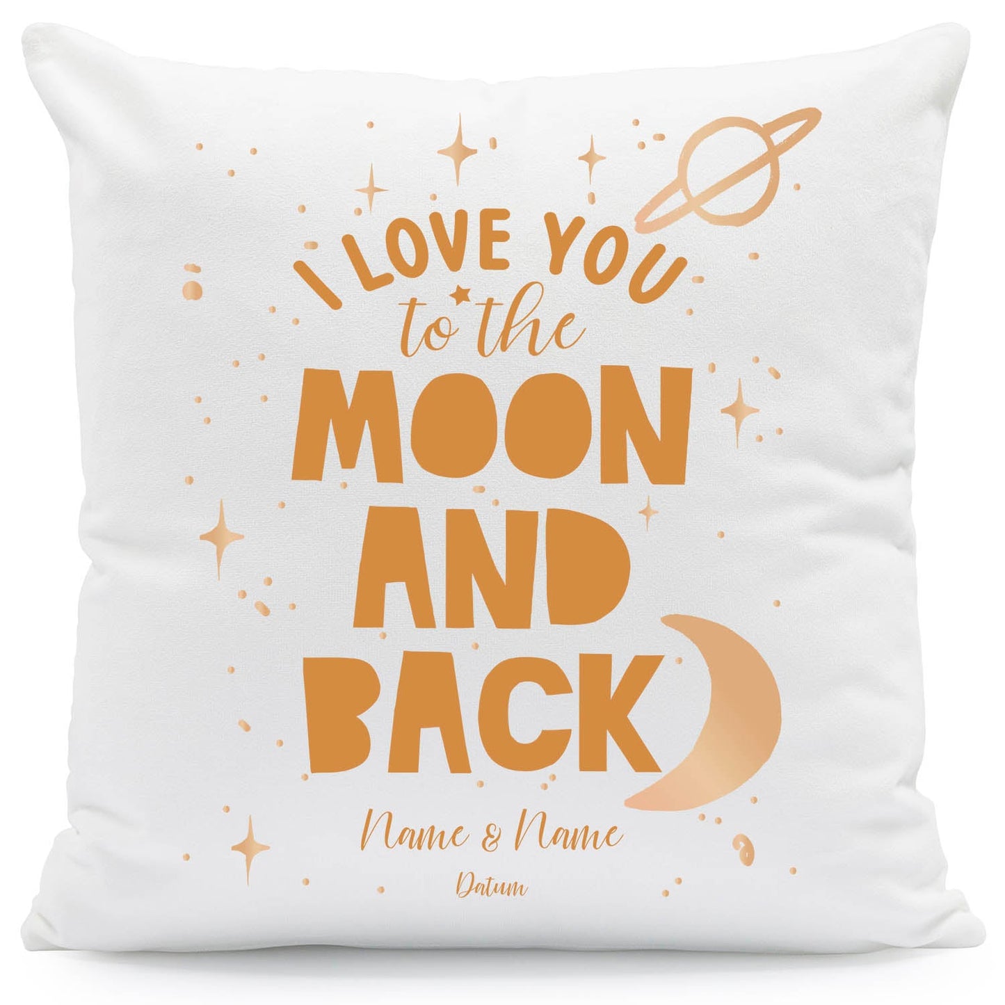 Bedrucktes Kissen mit Motiv "I love you to the Moon and back"