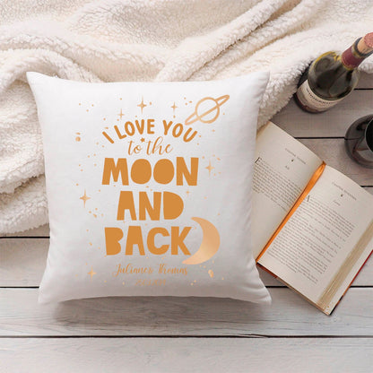 Bedrucktes Kissen mit Motiv "I love you to the Moon and back"