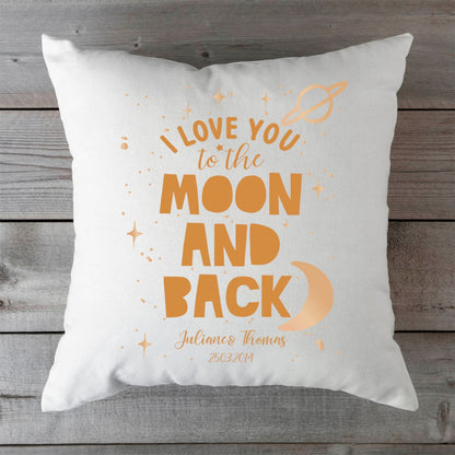 Bedrucktes Kissen mit Motiv "I love you to the Moon and back"