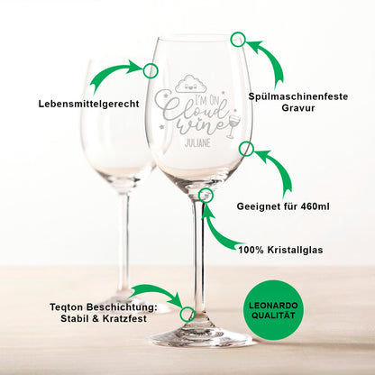 Leonardo Weinglas mit Gravur "I'm on Cloud Wine"